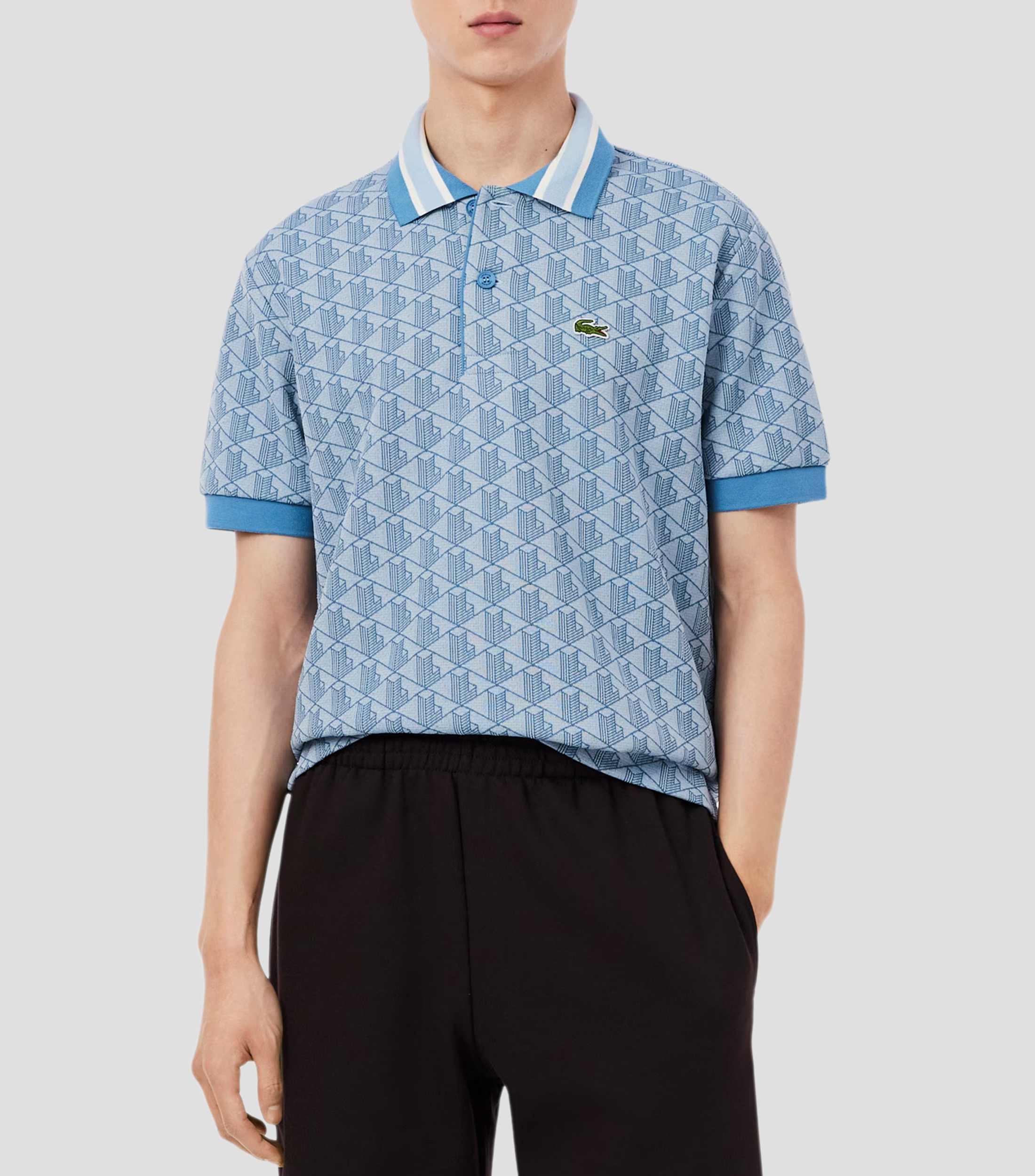 Playera tipo polo manga corta con estampado Hombre